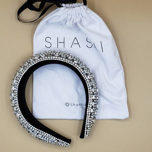 SHASHI Empress Headband Bold Black & Crystal